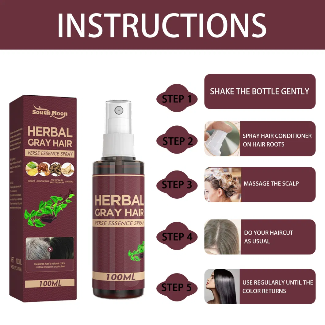 Ginger Ganoderma Hair Color Restoration Serum Anti Grey Hair Treatment Spray